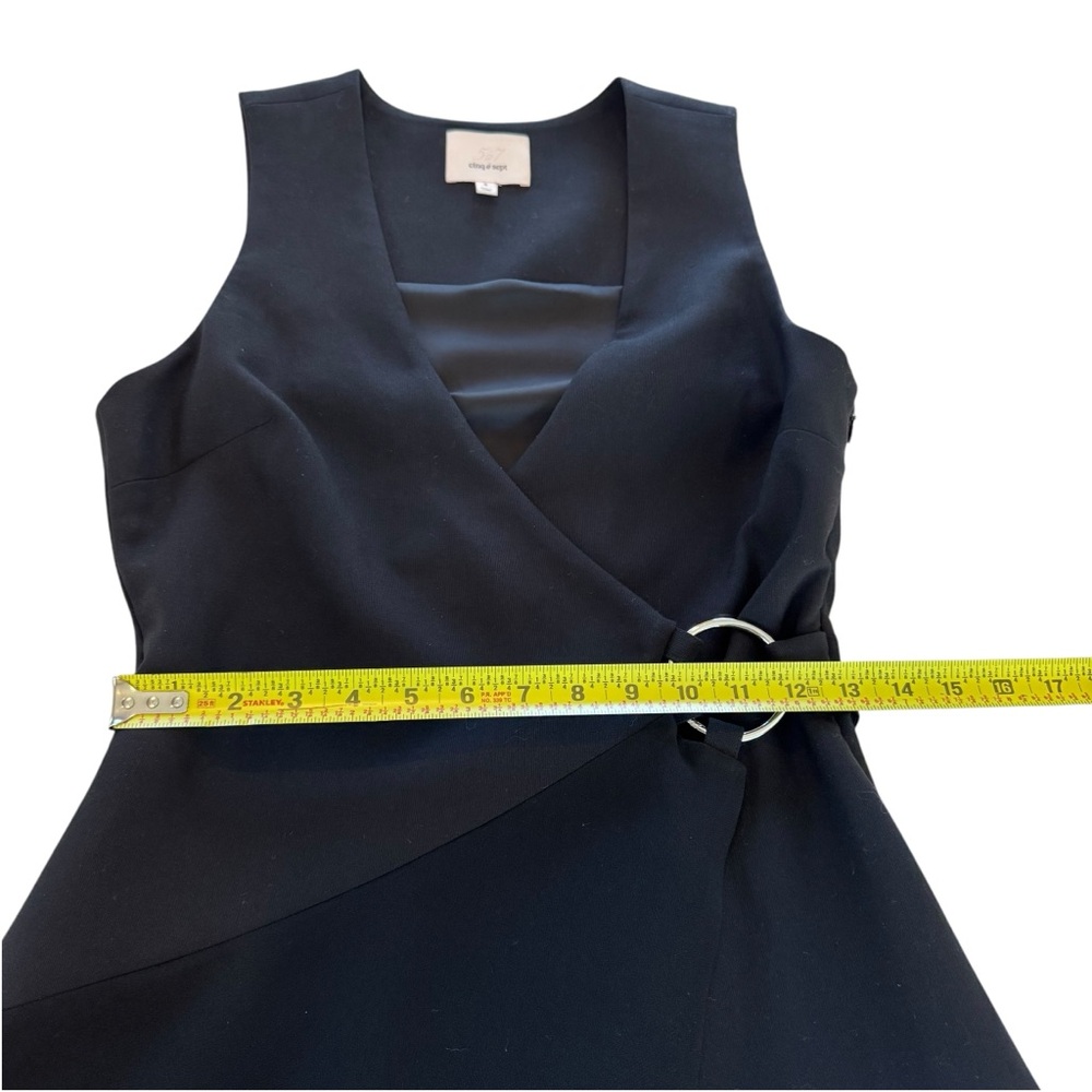 Cinq a Sept Orion Faux-Wrap Mini Dress Women’s 6 Black Sleeveless V-Neck Stretch - Picture 15 of 16